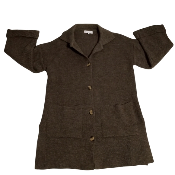 Giovanna Women's Tricot Neutral Knitwear Button Down Coat Jacket Large Sweater L - Picture 3 of 8